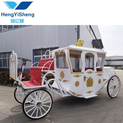 China Manufacturer 2021 Royal Wedding Modern Vintage Christmas Wedding Horse Carriage White Horse Carriage Manufacturer for sale