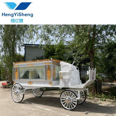 China Bin A Corpse To A Coffin Horse Drawn Carriage White Horse Funeral Yew From Cemetery Carriage Maker For Sale for sale