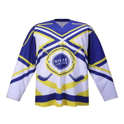 China Shirts & Tops Dblue Custom 100% Polyester Ice Hockey Pattern Sublimation Printing Long Sleeve Hockey Tank Tops for sale