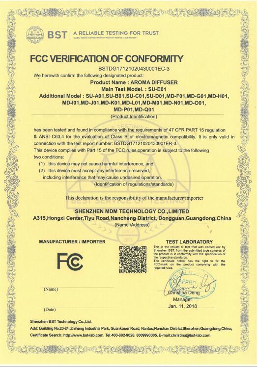 FCC - Dongguan MDM Electronic Co., Limited