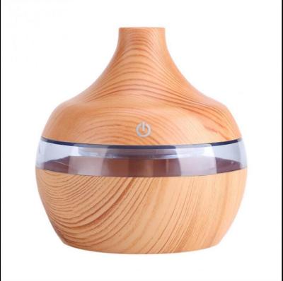 China Commercial Vase Shape Wood Grain Led Lamp USB Portable Ultrasonic Aroma Diffuser Cool Mist Humidifiers for sale