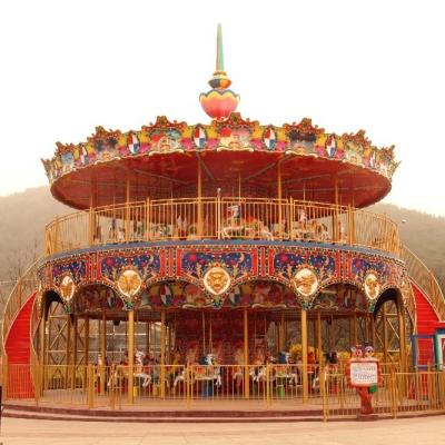 China Metal 68 double seats outdoor park deck musical luxury carousel for sale for sale