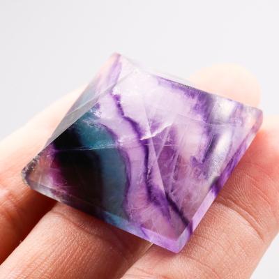 China Wholesale Good Quality Europe Natual Quartz Crystal Folk Crafts Blue Purple Rainbow Fluorite Pyramid For Gift for sale