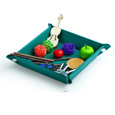 China Fashion Personalized PU Leather Desk Storage Key Folding Tray For Home and Office for sale