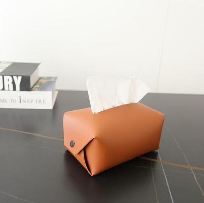 China Hot Selling Rectangular Bathroom Tissue Box Lid PU Leather Tissue Box Holder For Bedroom Logo Gift Hotel Bedroom Custom Made for sale