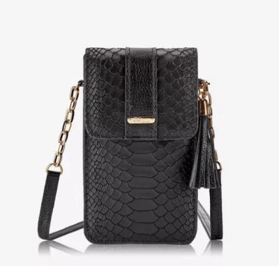 China Anti-fall Crocodile Luxury Pattern Real Leather Purse Mobile Phone Pouch Crossbody Cross - Body Bag Mobile Phone Bag For Women for sale