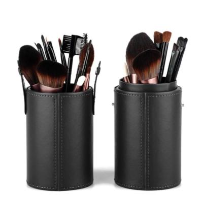 China Wholesale Fashion Making and Small Leather Craft Cosmetic Brush Organizer Makeup Brush Box Pen Holder for sale