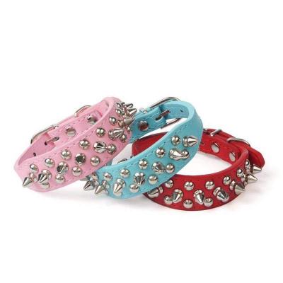 China Amazon Hot Selling High Quality Luxury Colored Eco-Friendly Luxury Colored Pu Rivets Dog Collar Padded Leather Pointed Dog Collar Custom Made From Amazon for sale