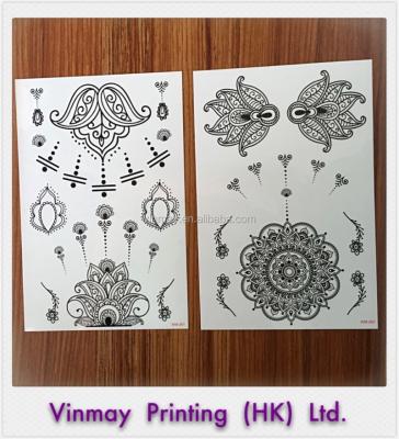 China Trendy Cool Temporary Water Proof White and Black Henna Temporary Tattoo Sticker for sale