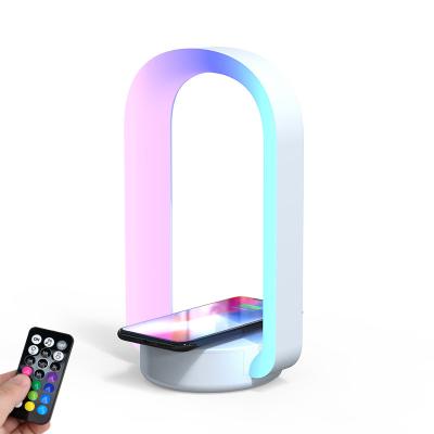 China 2022 New RGB LED Charger GAMING EARPHONE WIRELESS HOLDER Hotel Light RGB Lamp Color Wireless Lamp Light for sale