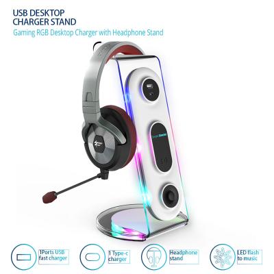 China Earphone USB RGB Gaming Earphone USB Station AND TYPE-C Port Earphone Charging Station for sale