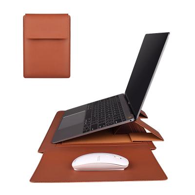 China PU The Latest Fasion Laptop Leather Ultra Thin Sleeve Case Protective Padded Laptop Bag With Stand Notebook Holder Computer for sale