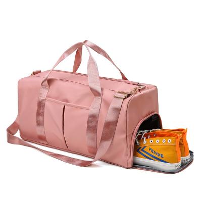 China Wholesale Fashion Yoga Bag With Shoes Compartment Grid Light Weight Waterproof Sports Swimming Duffel Gym Pink Gym Bag for sale