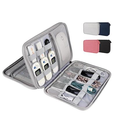 China Waterproof Electronic Accessories Electronic Case Organizer Folding Portable Travel Double Layer Well Organized Cable Storage Bag for sale