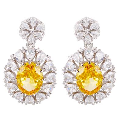 China Wholesale CLASSIC 925 Sterling Silver Cubic Zirconia Earrings Synthetic Topaz Crystal from factory for sale