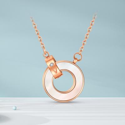 China New Romantic Fashion Jewelry Alloy Round Geometric Hollow Ring Pendant Necklace Women's Pendant Necklace for sale