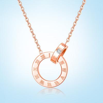 China Hot-selling popular jewelry Amazon gold romantic rose round pendant necklace pendant necklace for sale