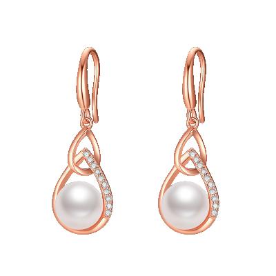 China Other Gold Plated 925 Sterling Silver White Freshwater Cultured Pearl Earring Stud Round Earrings for sale