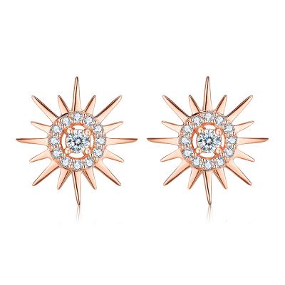 China New Product CLASSIC Sunflower Crystal Stud Earring For Women Rose Gold Earring Fancy Earrings For Party Girls for sale