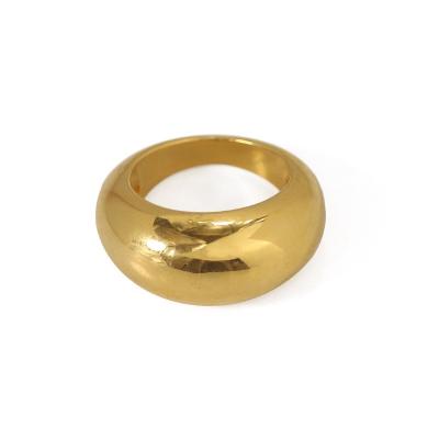 China Minimalistic Romantic Gold Plated Vintage Large Ring Popular Glossy Round Ring Jewelry Chunkyrings for sale