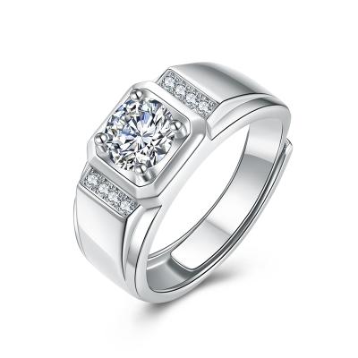 China Romantic Men Ring Gold Plated Wedding Ring Fashion Jewelry Sterling S925 Moissanite 3CT Diamond Center 6Prongs For Groom for sale