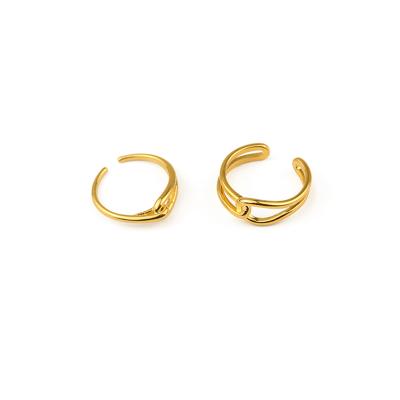 China Trendy Vintage Ins AstheticOpen Gold Plated Index Ring Fashion Personalized Brass Ring Adjustable Snuggies for sale