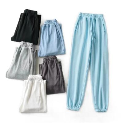 China Loose Straight Ladies Anti-Wrinkle Fashion Solid Color Drawstring Waist Jogger Pants High Top Sweatpants for sale