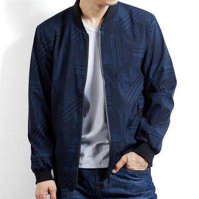 China Streetwear Design QUICK DRY Knocked Zipper Up Bomber Jacket Mens Blue Black Bomber Jacket Striped Blazer Jacket for sale