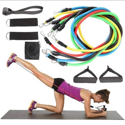 China Portable Workout Training Tubes Exercise 11 Pcs Resistance Bands Heavy Duty Body Building Accessories Resistance Band Set for sale