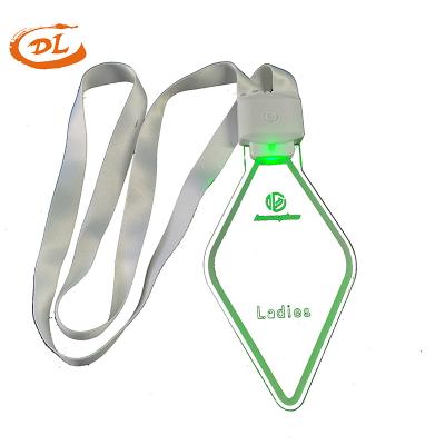 China Custom Nylon+ABS+Acrylic Crystal Acrylic Led Light Up Lanyard With Plastic Holder ID Card Holder for sale