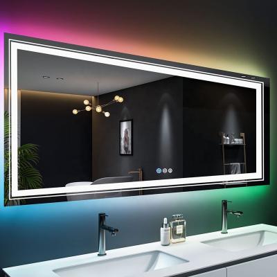 China Adjustable Lighted Led Fogproof Mirror Bathroom Vanity Mirror Wall Color Temperature Makeup Mirror For Hotel Home Apartment for sale