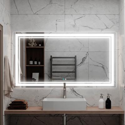 China New Design Luminous Smart Hotel The Nordic Back Bathroom Touch Screen Mirror Double-light Magic Mirrors Lead Bath Mirror Designer Bed for sale