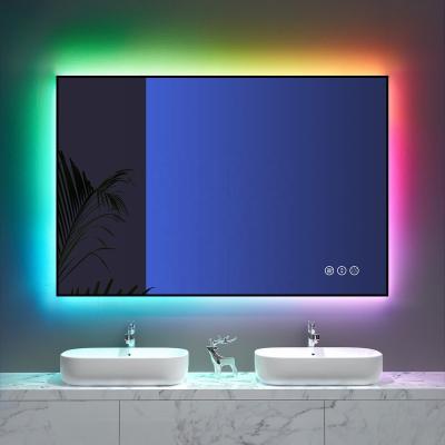 China Light Stocks in US Smart Button Features RGB Color Changing Light 36 Inch Square Dimmable LED Bathroom Mirror Light for sale