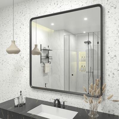 China high clear reflection & Warp Does Not Wall Mirror Hotel Bathroom Black Full Framed Rectangular Bathroom Vanity Mirror With Wall Mount Design for sale