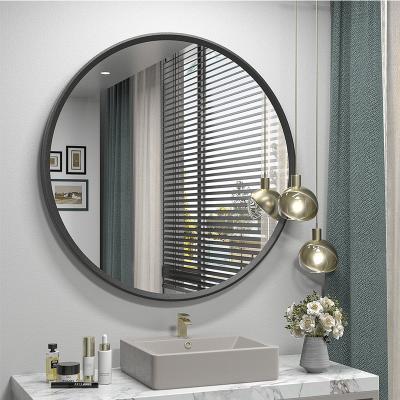 China high clear reflection & No Deformations Brass Round Bathroom Decor Silver Mirror With Decorative Frame Metal Frame Wall Mounted Mirror For Living Room for sale