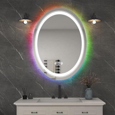 China LED Bathroom Mirror Color Temperature Fogless Horizontal Fogless Backlit Waterproof Fogproof Lighted Mirror for sale