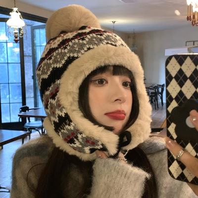 China Korean COMMON Wool Women's Winter Plush Hats Thickened Warmth Riding Hearing Protection Lei Feng Hat for sale