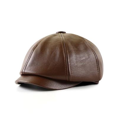 China Dye Eco-Friendly Faux Leather 8 Panel Newsboy Hat Painter Outdoor Warm Dress Beret Unisex Winter Hat for sale