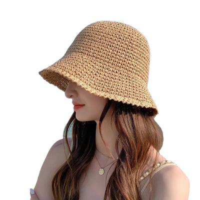 China 2022 Summer Straw Hats Woman Foldable Outdoor Gorros Parasol Character Hollowed Out Panama Hat Beach Hats for sale