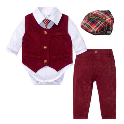 China Wholesale Autumn Winter Baby Boys Christmas Four-Piece Long Sleeve Suit Anti-Shrink for sale