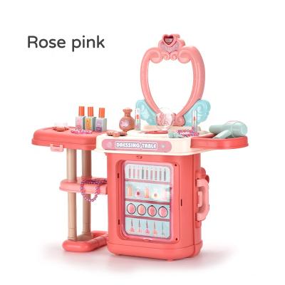 China Mini Dresser For Girls Amazon Direct Sales Simulation Makeup Set Safety Princess Bag Girl Gift Pink Pink Makeup Set Kids Dress Up Makeup Set for sale