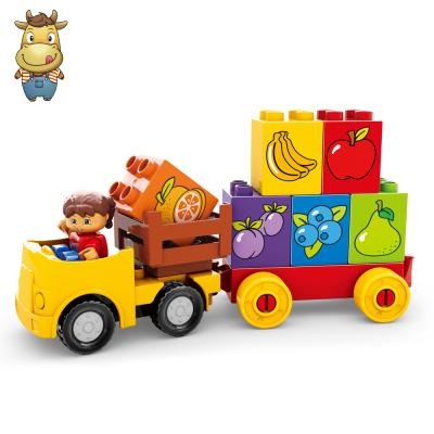 China Toy High Quality Building Blocks Educational Diy Fruit Cart Plastic Bricks Set Toy Kids for sale