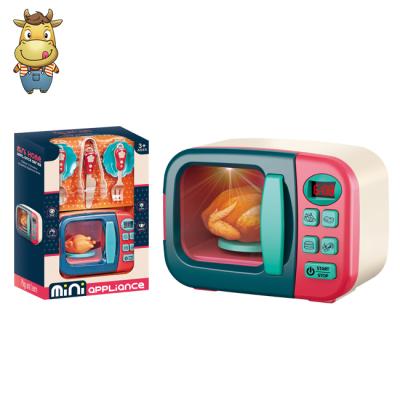 China Hot Selling Plastic Kitchen Electric Microwave Set Toy Mini Kids Microwave Oven Toy For Child for sale