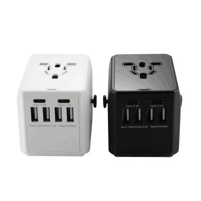 China High Quality Black 4USB+2Type-C Various Ce/rohs/fcc/pse 4usb+2type-c Plug In Smart Universal Travel Adapter for sale