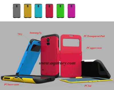 China New SAM S5 case, mobile phone cover for Samsung S5 (PC+TPU+lint+transparent framework) for sale