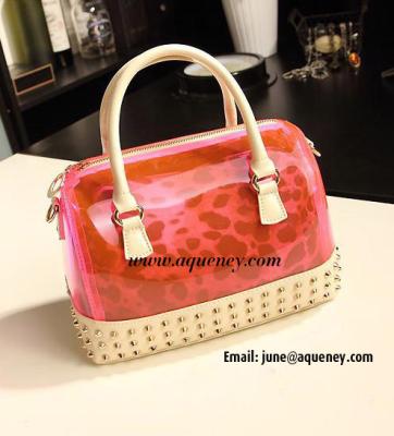 China New Fashion Transparent + Leopard Silicone Handbag with 5 Different Color for sale