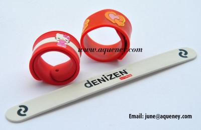 China 20mm width silicone snap band, color silicone slap band with logo print,factory low price supply for sale