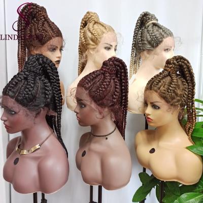 China Lace Front Braided Wig, Brazilian Virgin Hair Synthetic Wigs, Hd Braid Lace Factory Price 180% Density Wigs For Women Lace Front for sale