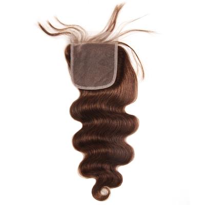 China LINDAL Regular Wave Brown Hair Bundles With Closure Body Wave 2# 4x4 Lace Closure Hair With Baby Hair for sale