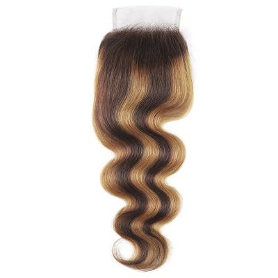 China P4/27# Curly Frontal Ombre Wig P4/27# Body Wave LINDAL Lace Frontal Hair Closure Brown Color Bundles With Closure For Black Women for sale